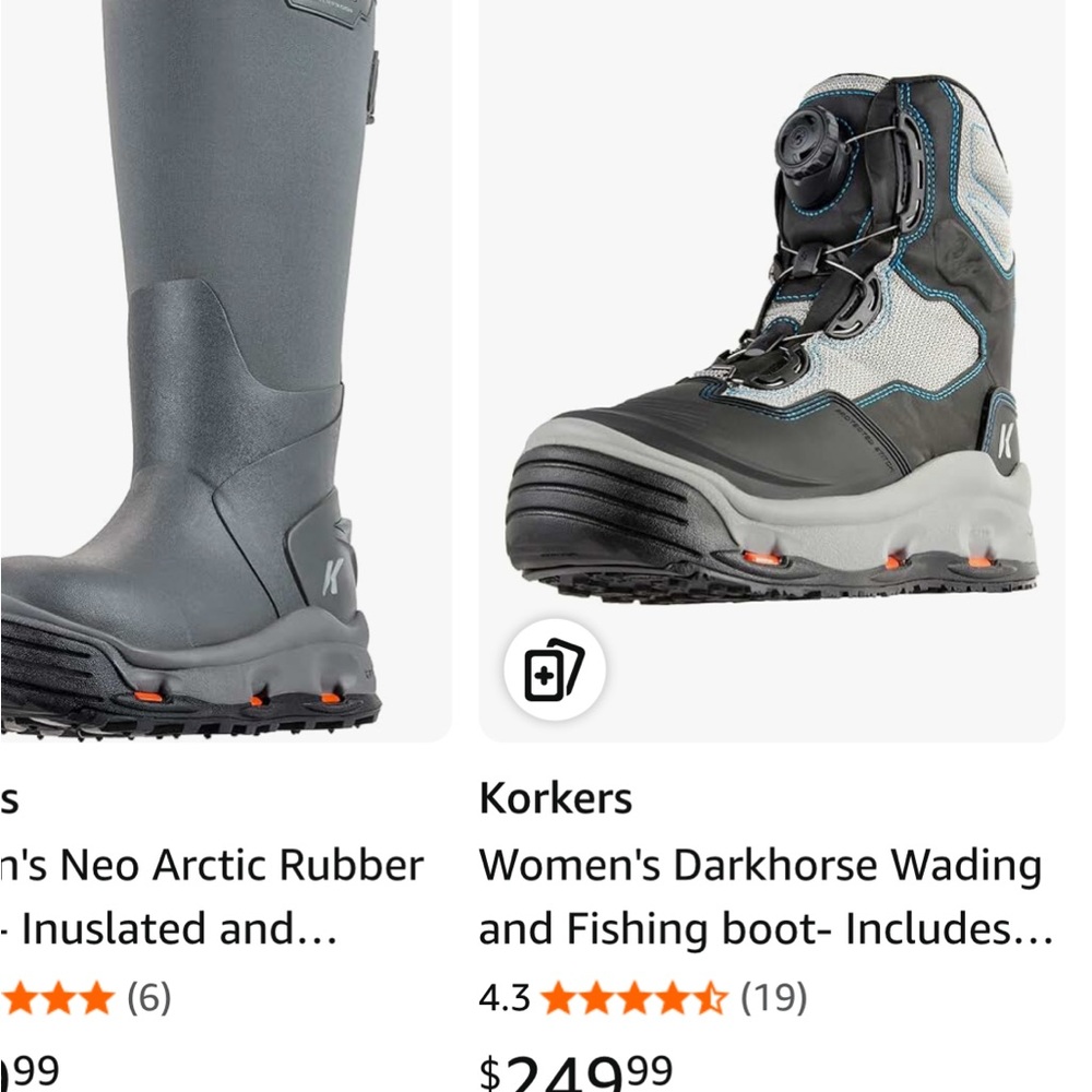 Korkers Women’s  Darkhorse Wading and Fishing Boots Black and Gray - Picture 9 of 13